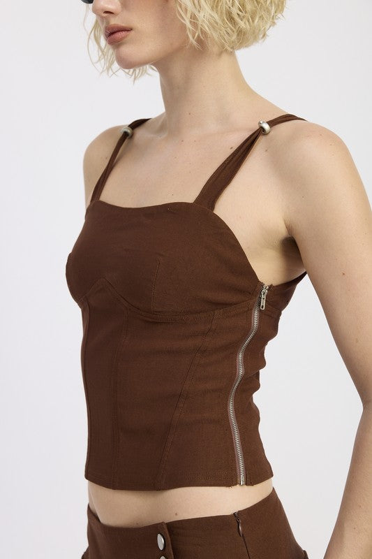 RING STRAP CORSET TOP-Emory Park-[option4]-[option5]-[option6]-[option7]-[option8]-Shop-Boutique-Clothing-for-Women-Online