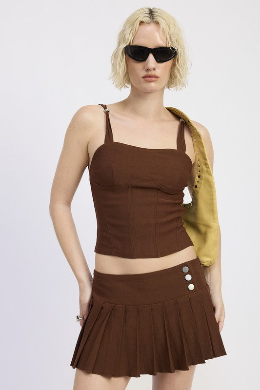 RING STRAP CORSET TOP-Emory Park-CHOCOLATE BROWN-S-[option4]-[option5]-[option6]-[option7]-[option8]-Shop-Boutique-Clothing-for-Women-Online