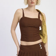 RING STRAP CORSET TOP-Emory Park-CHOCOLATE BROWN-S-[option4]-[option5]-[option6]-[option7]-[option8]-Shop-Boutique-Clothing-for-Women-Online