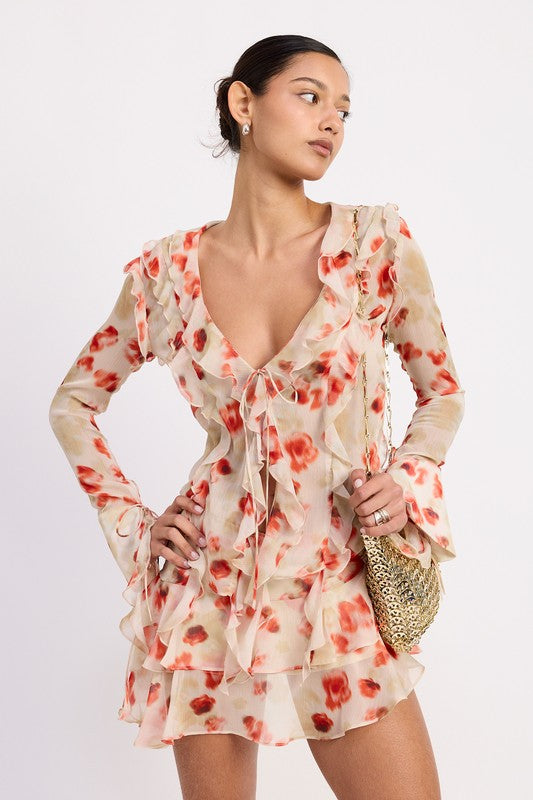 LAYERED RUFFLE MINI SKIRT IN SHEER FLORAL PRINT-Emory Park-[option4]-[option5]-[option6]-[option7]-[option8]-Shop-Boutique-Clothing-for-Women-Online