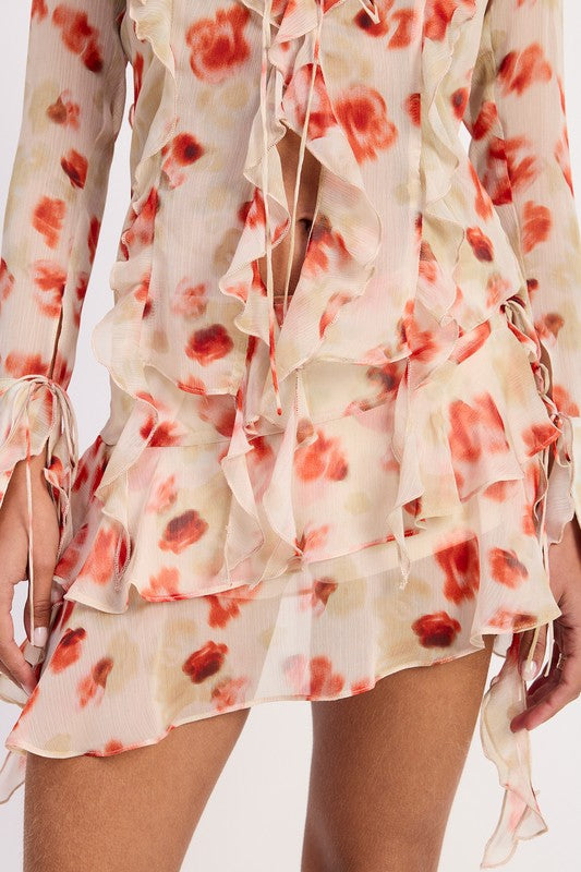 LAYERED RUFFLE MINI SKIRT IN SHEER FLORAL PRINT-Emory Park-[option4]-[option5]-[option6]-[option7]-[option8]-Shop-Boutique-Clothing-for-Women-Online