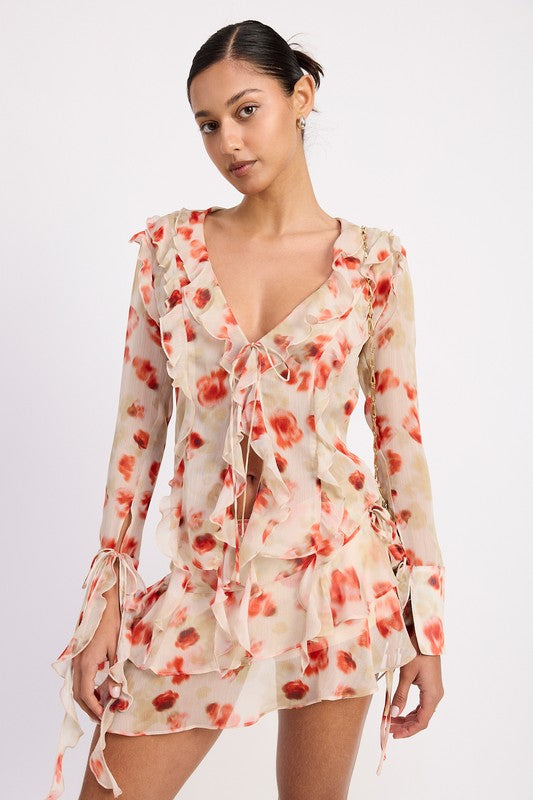 LAYERED RUFFLE MINI SKIRT IN SHEER FLORAL PRINT-Emory Park-[option4]-[option5]-[option6]-[option7]-[option8]-Shop-Boutique-Clothing-for-Women-Online