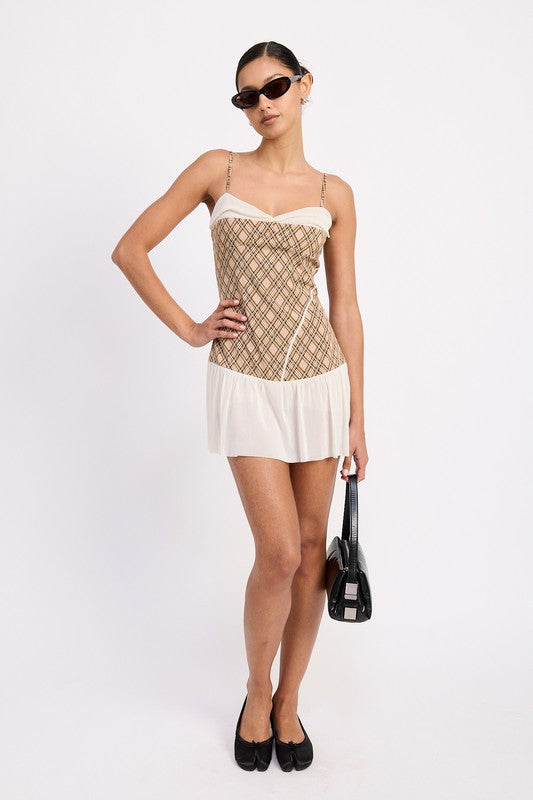 PLAID RUCHED MINI DRESS WITH CONTRAST TRIM-Emory Park-[option4]-[option5]-[option6]-[option7]-[option8]-Shop-Boutique-Clothing-for-Women-Online