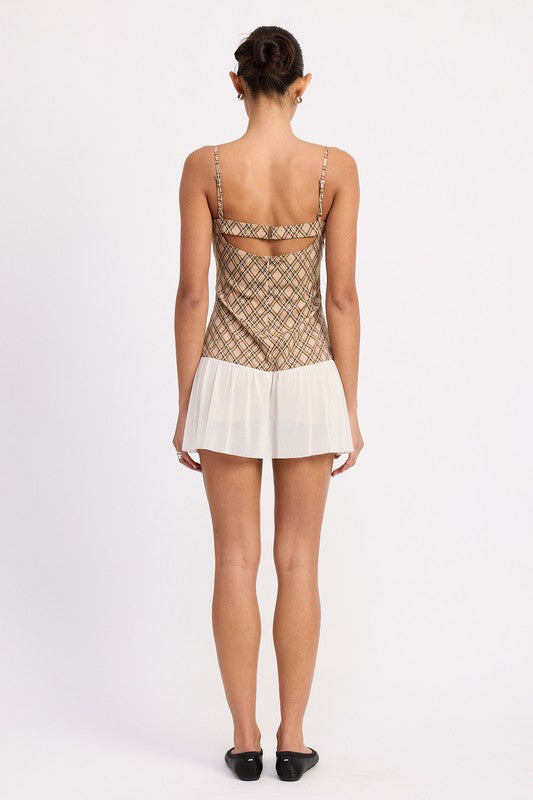 PLAID RUCHED MINI DRESS WITH CONTRAST TRIM-Emory Park-[option4]-[option5]-[option6]-[option7]-[option8]-Shop-Boutique-Clothing-for-Women-Online