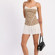 PLAID RUCHED MINI DRESS WITH CONTRAST TRIM-Emory Park-[option4]-[option5]-[option6]-[option7]-[option8]-Shop-Boutique-Clothing-for-Women-Online