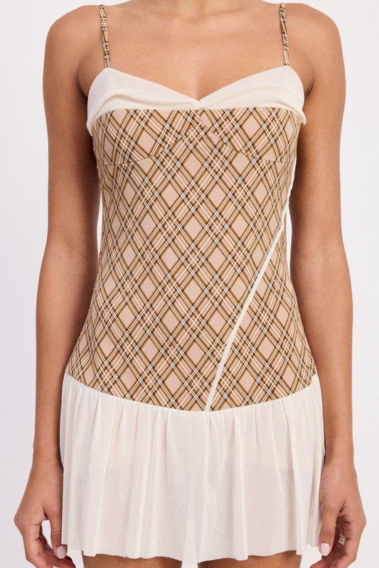 PLAID RUCHED MINI DRESS WITH CONTRAST TRIM-Emory Park-[option4]-[option5]-[option6]-[option7]-[option8]-Shop-Boutique-Clothing-for-Women-Online