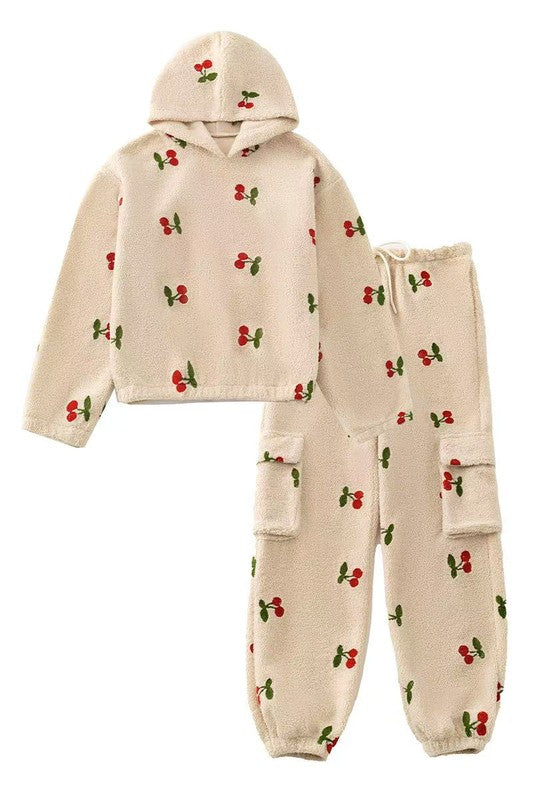 Two piece sherpa cherries sweat set-Miss Sparkling-[option4]-[option5]-[option6]-[option7]-[option8]-Shop-Boutique-Clothing-for-Women-Online