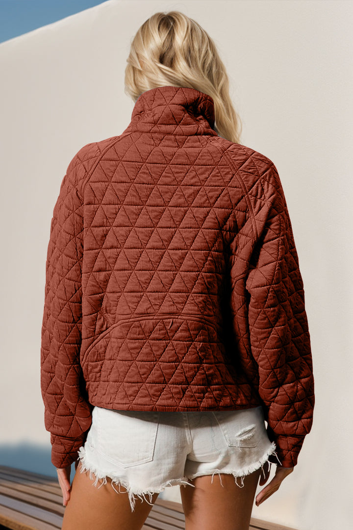 Double Take Half Zip Long Sleeve Quilted Sweatshirt with Pocket-Trendsi-[option4]-[option5]-[option6]-[option7]-[option8]-Shop-Boutique-Clothing-for-Women-Online