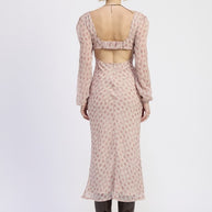 OPEN BACK PUFF SLEEVE MIDI DRESS WITH RUCHED BUST-Emory Park-[option4]-[option5]-[option6]-[option7]-[option8]-Shop-Boutique-Clothing-for-Women-Online