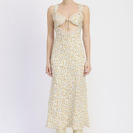 DITSY PRINT MIDI DRESS WITH CUTOUT AND LACE TRIM-Emory Park-[option4]-[option5]-[option6]-[option7]-[option8]-Shop-Boutique-Clothing-for-Women-Online