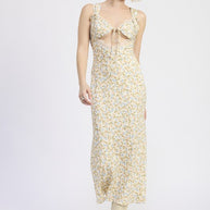 DITSY PRINT MIDI DRESS WITH CUTOUT AND LACE TRIM-Emory Park-[option4]-[option5]-[option6]-[option7]-[option8]-Shop-Boutique-Clothing-for-Women-Online