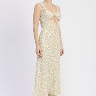 DITSY PRINT MIDI DRESS WITH CUTOUT AND LACE TRIM-Emory Park-[option4]-[option5]-[option6]-[option7]-[option8]-Shop-Boutique-Clothing-for-Women-Online