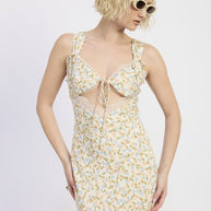 DITSY PRINT MIDI DRESS WITH CUTOUT AND LACE TRIM-Emory Park-[option4]-[option5]-[option6]-[option7]-[option8]-Shop-Boutique-Clothing-for-Women-Online