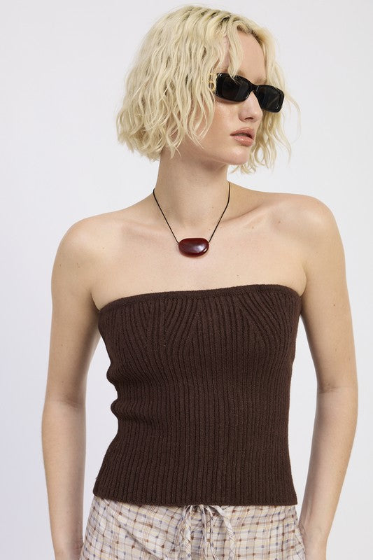 LACE UP TUBE SWEATER TOP-Emory Park-BROWN-S-[option4]-[option5]-[option6]-[option7]-[option8]-Shop-Boutique-Clothing-for-Women-Online