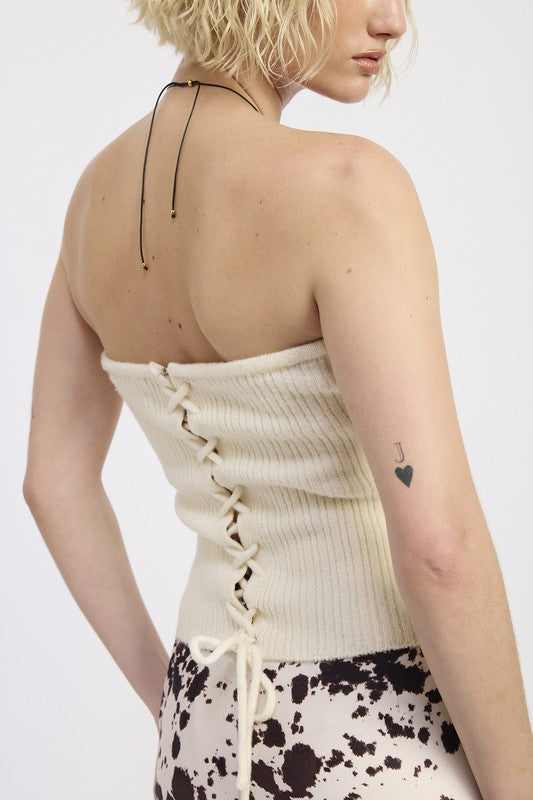 LACE UP TUBE SWEATER TOP-Emory Park-[option4]-[option5]-[option6]-[option7]-[option8]-Shop-Boutique-Clothing-for-Women-Online