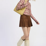 SUEDE MINI PLEADED SKIRT-Emory Park-[option4]-[option5]-[option6]-[option7]-[option8]-Shop-Boutique-Clothing-for-Women-Online