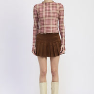 SUEDE MINI PLEADED SKIRT-Emory Park-[option4]-[option5]-[option6]-[option7]-[option8]-Shop-Boutique-Clothing-for-Women-Online