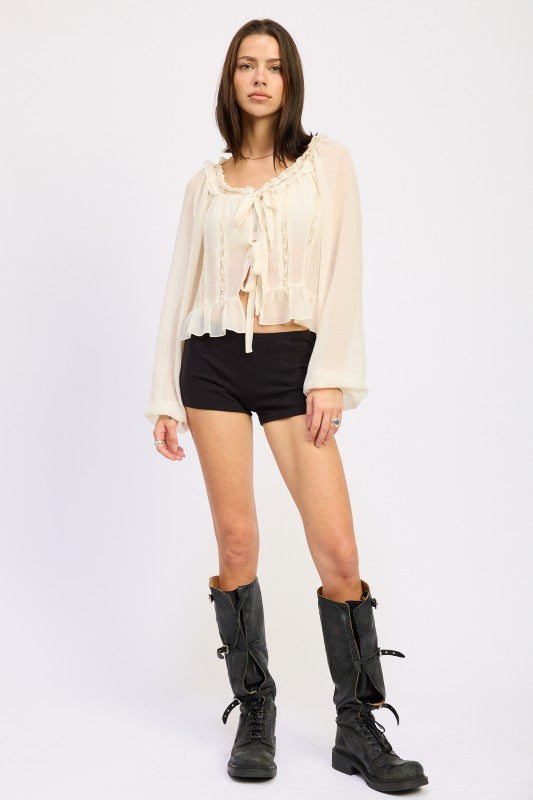 ROUND NECK LONGSLEEVE FLARED BLOUSE-Emory Park-[option4]-[option5]-[option6]-[option7]-[option8]-Shop-Boutique-Clothing-for-Women-Online