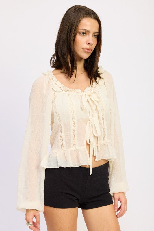 ROUND NECK LONGSLEEVE FLARED BLOUSE-Emory Park-[option4]-[option5]-[option6]-[option7]-[option8]-Shop-Boutique-Clothing-for-Women-Online