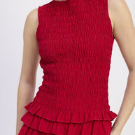 SLEEVELESS SMOCKED MINI DRESS WITH RUFFLE-Emory Park-[option4]-[option5]-[option6]-[option7]-[option8]-Shop-Boutique-Clothing-for-Women-Online