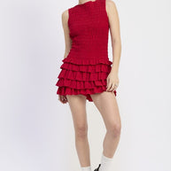 SLEEVELESS SMOCKED MINI DRESS WITH RUFFLE-Emory Park-[option4]-[option5]-[option6]-[option7]-[option8]-Shop-Boutique-Clothing-for-Women-Online