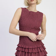 SLEEVELESS SMOCKED MINI DRESS WITH RUFFLE-Emory Park-[option4]-[option5]-[option6]-[option7]-[option8]-Shop-Boutique-Clothing-for-Women-Online