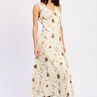 V NECK FLORAL MIDI BIAS DRESS WITH SLIT-Emory Park-[option4]-[option5]-[option6]-[option7]-[option8]-Shop-Boutique-Clothing-for-Women-Online