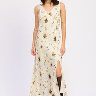 V NECK FLORAL MIDI BIAS DRESS WITH SLIT-Emory Park-[option4]-[option5]-[option6]-[option7]-[option8]-Shop-Boutique-Clothing-for-Women-Online