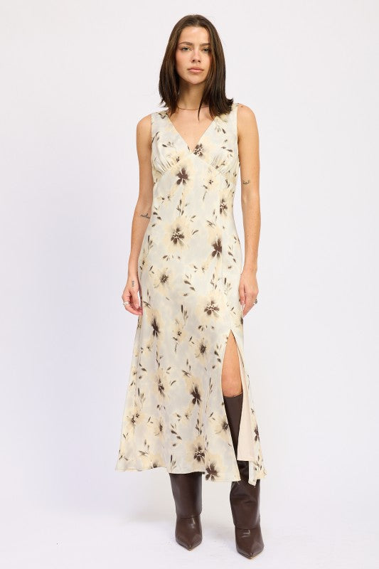 V NECK FLORAL MIDI BIAS DRESS WITH SLIT-Emory Park-[option4]-[option5]-[option6]-[option7]-[option8]-Shop-Boutique-Clothing-for-Women-Online