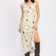 V NECK FLORAL MIDI BIAS DRESS WITH SLIT-Emory Park-[option4]-[option5]-[option6]-[option7]-[option8]-Shop-Boutique-Clothing-for-Women-Online