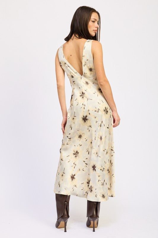 V NECK FLORAL MIDI BIAS DRESS WITH SLIT-Emory Park-[option4]-[option5]-[option6]-[option7]-[option8]-Shop-Boutique-Clothing-for-Women-Online