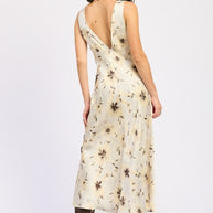V NECK FLORAL MIDI BIAS DRESS WITH SLIT-Emory Park-[option4]-[option5]-[option6]-[option7]-[option8]-Shop-Boutique-Clothing-for-Women-Online