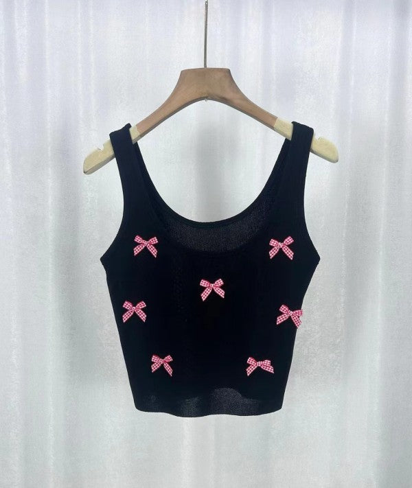 Cropped bow tank-Miss Sparkling-balck-S-[option4]-[option5]-[option6]-[option7]-[option8]-Shop-Boutique-Clothing-for-Women-Online