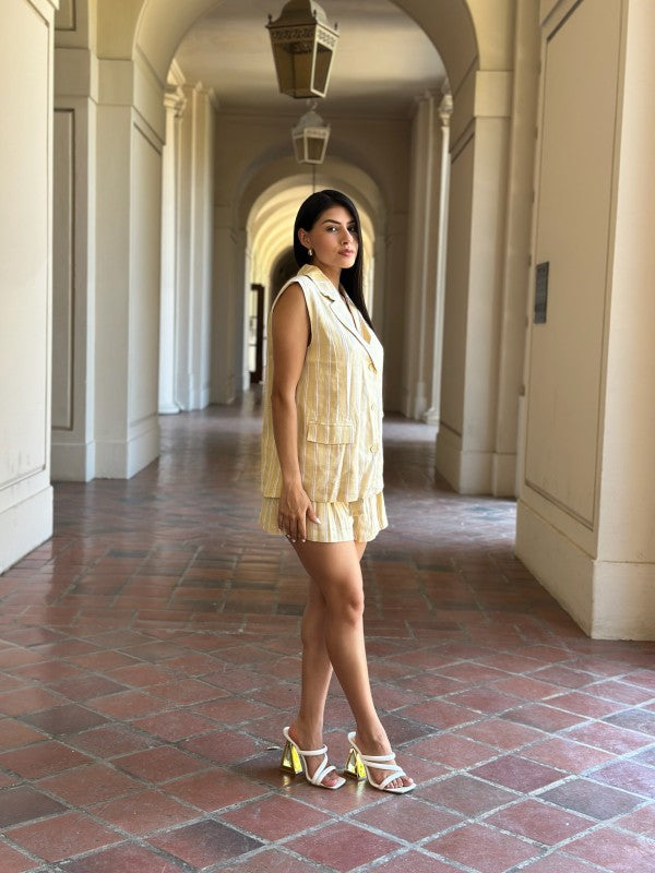 Linnen Stripe Paper Bag Detail Shorts & Vest Set-ACG Los Angeles-[option4]-[option5]-[option6]-[option7]-[option8]-Shop-Boutique-Clothing-for-Women-Online