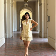 Linnen Stripe Paper Bag Detail Shorts & Vest Set-ACG Los Angeles-[option4]-[option5]-[option6]-[option7]-[option8]-Shop-Boutique-Clothing-for-Women-Online