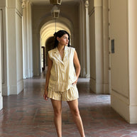 Linnen Stripe Paper Bag Detail Shorts & Vest Set-ACG Los Angeles-[option4]-[option5]-[option6]-[option7]-[option8]-Shop-Boutique-Clothing-for-Women-Online