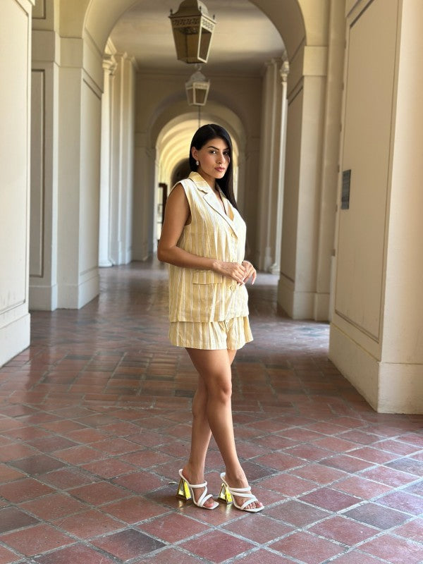 Linnen Stripe Paper Bag Detail Shorts & Vest Set-ACG Los Angeles-[option4]-[option5]-[option6]-[option7]-[option8]-Shop-Boutique-Clothing-for-Women-Online