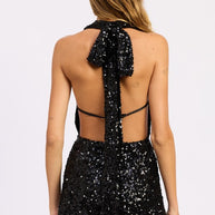 SEQUIN HALTER SCARF MINI DRESS-Emory Park-[option4]-[option5]-[option6]-[option7]-[option8]-Shop-Boutique-Clothing-for-Women-Online