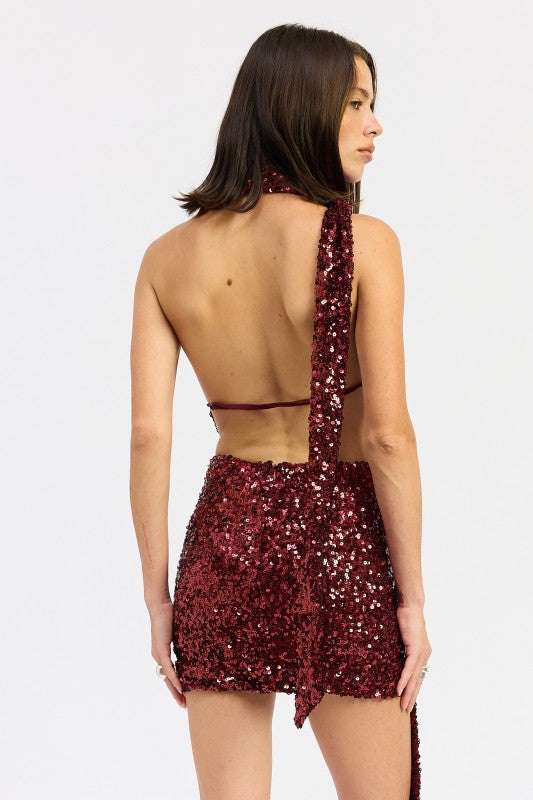 SEQUIN HALTER SCARF MINI DRESS-Emory Park-[option4]-[option5]-[option6]-[option7]-[option8]-Shop-Boutique-Clothing-for-Women-Online