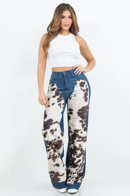Cow Hide Wide Leg Jean-GJG Denim-[option4]-[option5]-[option6]-[option7]-[option8]-Shop-Boutique-Clothing-for-Women-Online