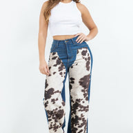 Cow Hide Wide Leg Jean-GJG Denim-[option4]-[option5]-[option6]-[option7]-[option8]-Shop-Boutique-Clothing-for-Women-Online