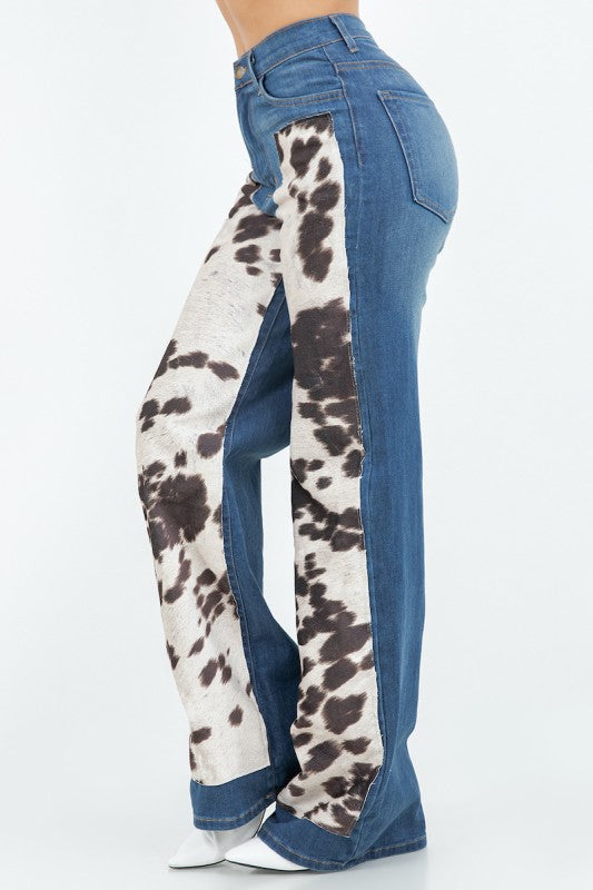 Cow Hide Wide Leg Jean-GJG Denim-[option4]-[option5]-[option6]-[option7]-[option8]-Shop-Boutique-Clothing-for-Women-Online