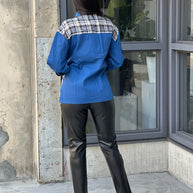 Oversized Denim & Plaid Print Jacket Top-ACG Los Angeles-[option4]-[option5]-[option6]-[option7]-[option8]-Shop-Boutique-Clothing-for-Women-Online