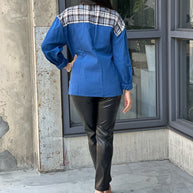Oversized Denim & Plaid Print Jacket Top-ACG Los Angeles-[option4]-[option5]-[option6]-[option7]-[option8]-Shop-Boutique-Clothing-for-Women-Online