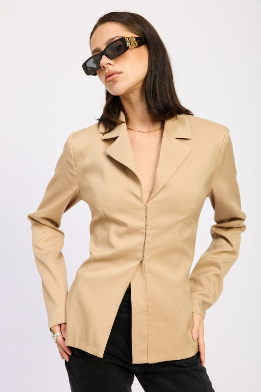 FITTED BLAZER JACQUET-Emory Park-KHAKI-S-[option4]-[option5]-[option6]-[option7]-[option8]-Shop-Boutique-Clothing-for-Women-Online