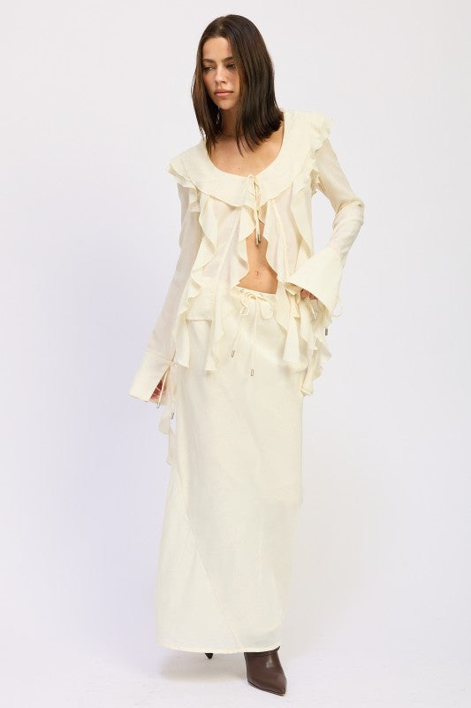 SATIN MAXI SKIRT WITH DRAWSTRING-Emory Park-[option4]-[option5]-[option6]-[option7]-[option8]-Shop-Boutique-Clothing-for-Women-Online