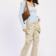 SQUARED NECK KNIT TOP WITH CUT OUT DETAIL-Emory Park-[option4]-[option5]-[option6]-[option7]-[option8]-Shop-Boutique-Clothing-for-Women-Online