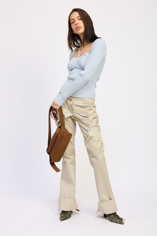 SQUARED NECK KNIT TOP WITH CUT OUT DETAIL-Emory Park-[option4]-[option5]-[option6]-[option7]-[option8]-Shop-Boutique-Clothing-for-Women-Online