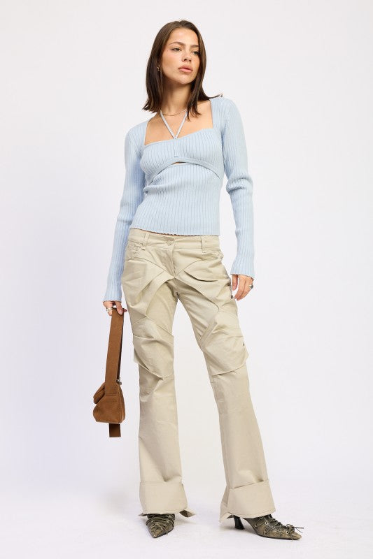 SQUARED NECK KNIT TOP WITH CUT OUT DETAIL-Emory Park-[option4]-[option5]-[option6]-[option7]-[option8]-Shop-Boutique-Clothing-for-Women-Online