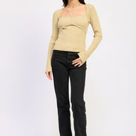 SQUARED NECK KNIT TOP WITH CUT OUT DETAIL-Emory Park-[option4]-[option5]-[option6]-[option7]-[option8]-Shop-Boutique-Clothing-for-Women-Online